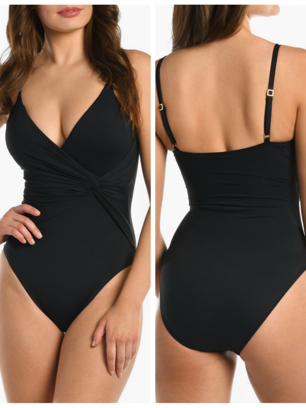 NEW La Blanca Island Goddess Asymmetrical Twist One-Piece Swimsuit 14 NWT